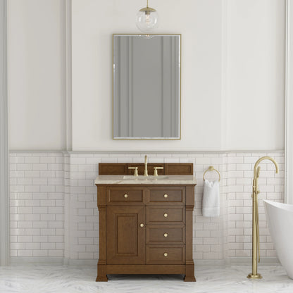 Brookfield 36" Single Vanity, Honey Oak, w/ 3 CM Tajnar Eclos Top, view 3