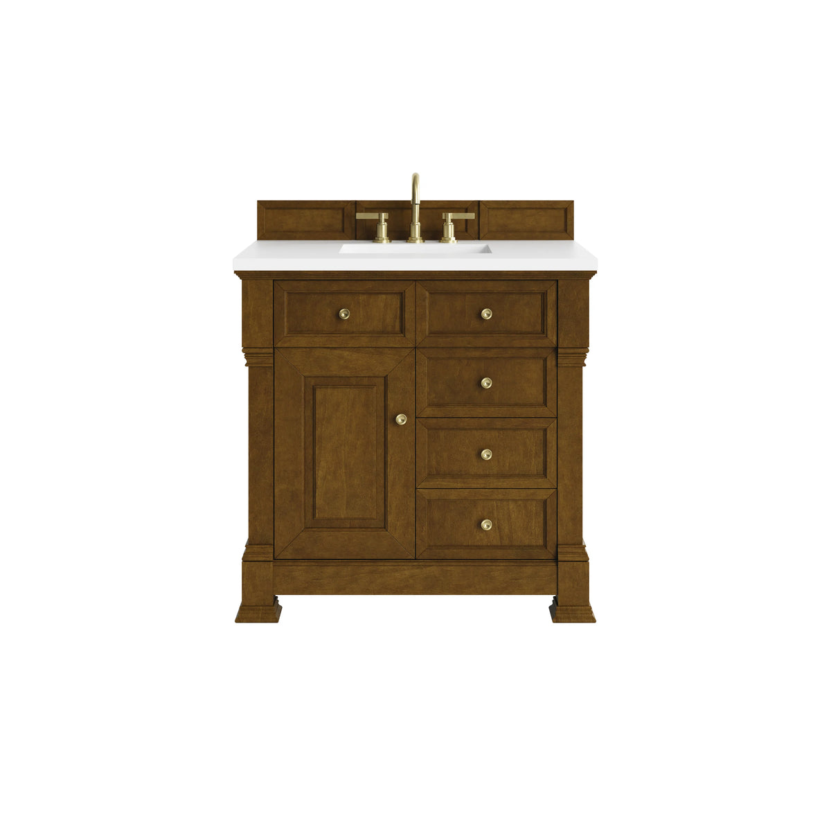 Brookfield 36" Single Vanity, Honey Oak, w/ 3 CM White Zeus Silestone Top