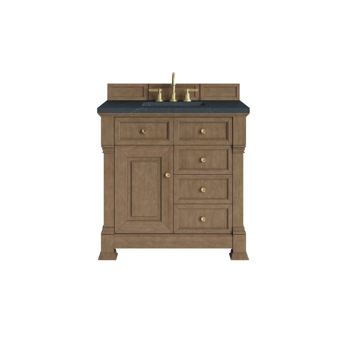 Brookfield 36" Single Vanity, Pecan w/3 CM Charcoal Soapstone Silestone Top