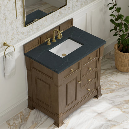 Brookfield 36" Single Vanity, Pecan w/3 CM Charcoal Soapstone Silestone Top, view 7