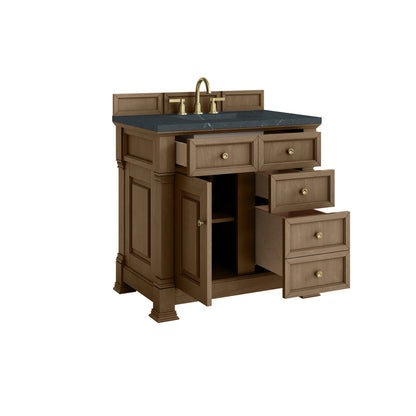 Brookfield 36" Single Vanity, Pecan w/3 CM Charcoal Soapstone Silestone Top, view 8