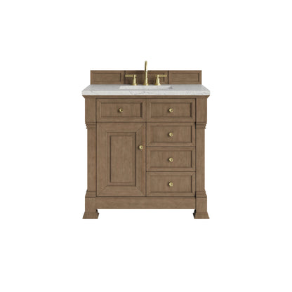 Brookfield 36" Single Vanity, Pecan w/3 CM Eternal Jasmine Pearl Silestone Top