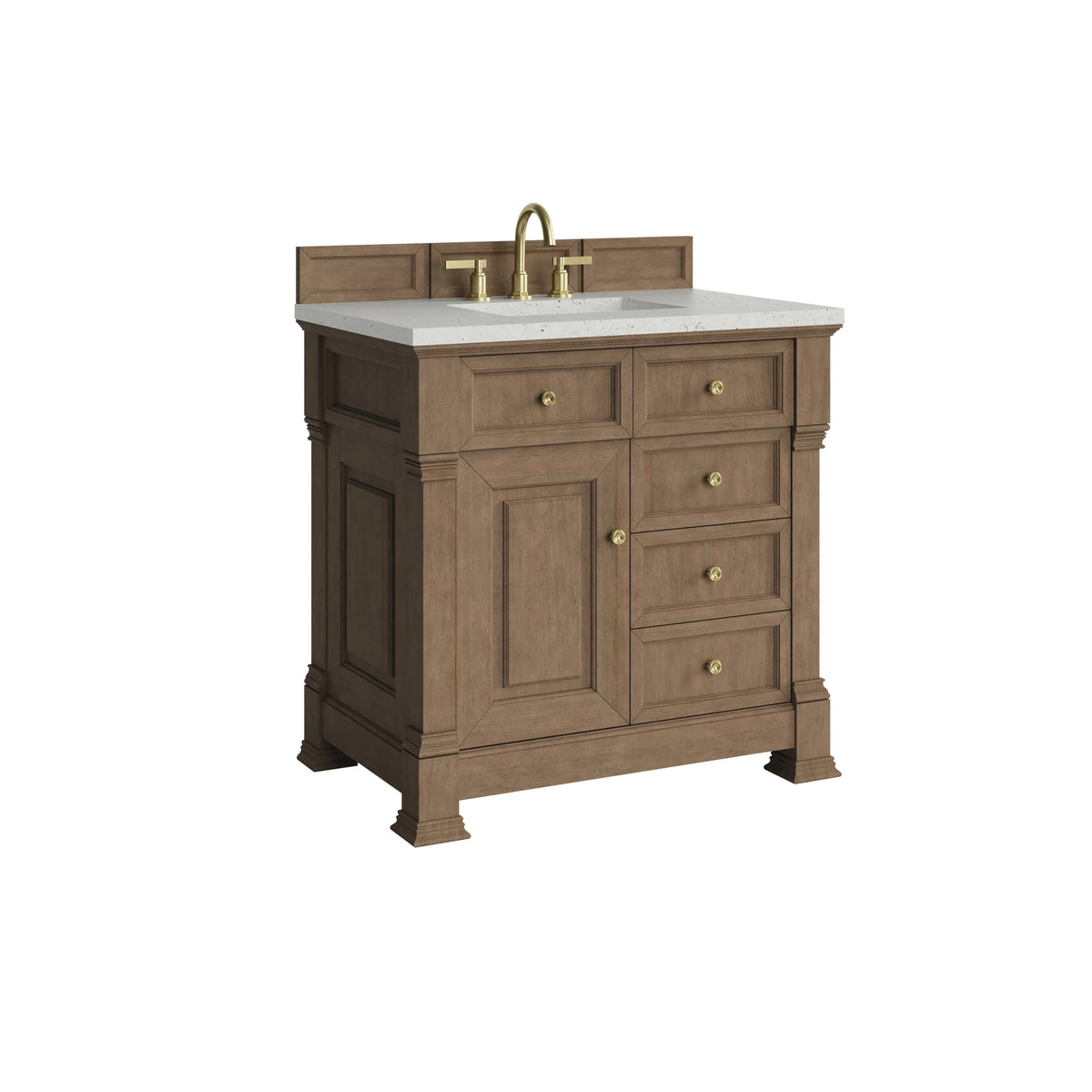 Brookfield 36" Single Vanity, Pecan w/ 3 CM Lime Delight Silestone Top, view 10