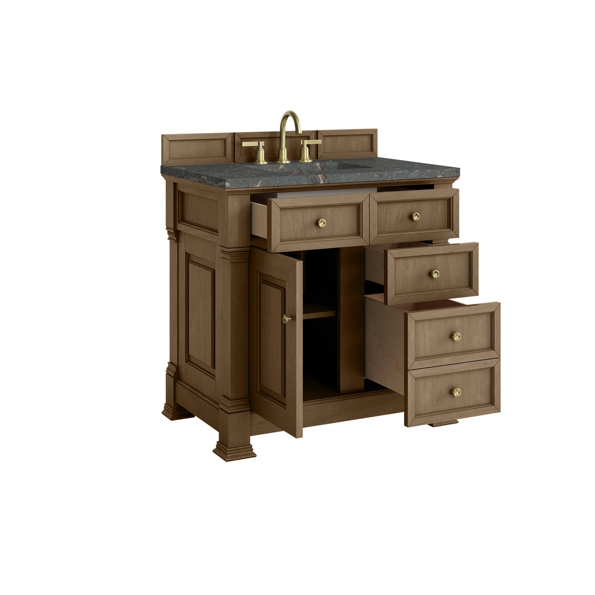 Brookfield 36" Single Vanity, Pecan w/ 3 CM Parisien Bleu Silestone  Top, view 8