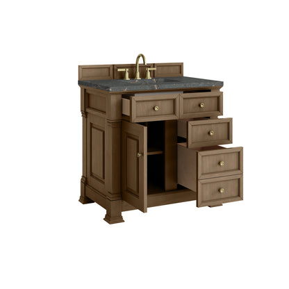 Brookfield 36" Single Vanity, Pecan w/ 3 CM Parisien Bleu Silestone  Top, view 8