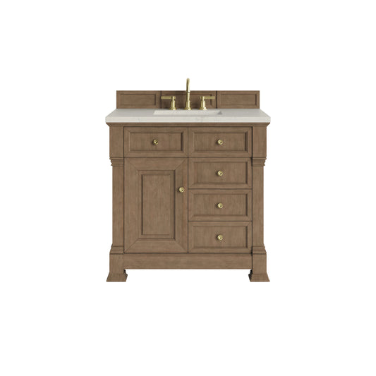 Brookfield 36" Single Vanity, Pecan, w/ 3 CM Siberian Silestone Top