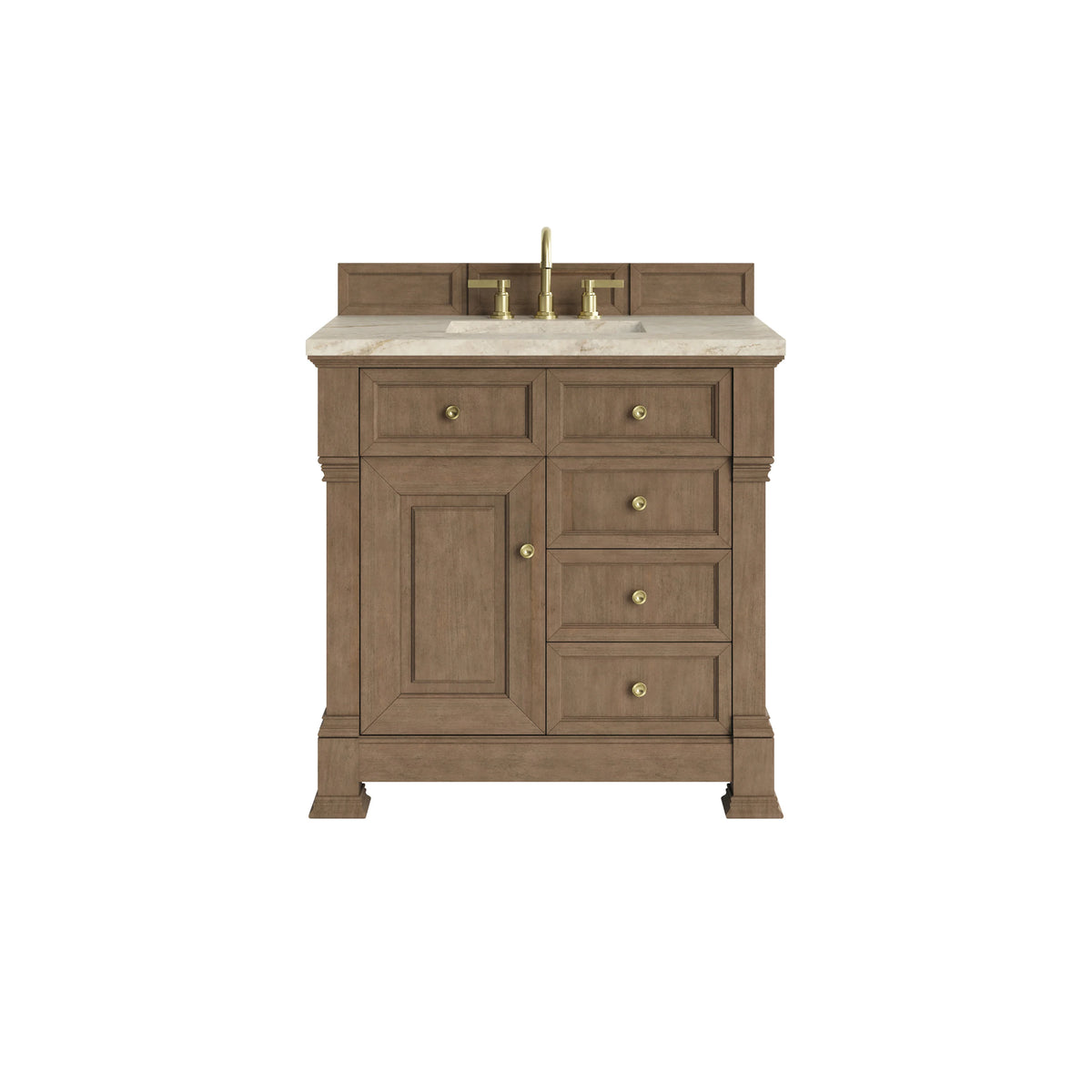 Brookfield 36" Single Vanity, Pecan, w/ 3 CM Tajnar Eclos Top
