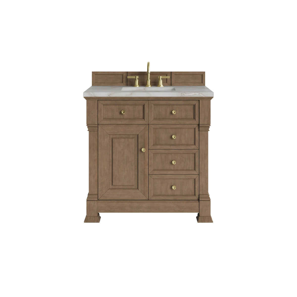 Brookfield 36" Single Vanity, Pecan w/ 3 CM Victorian Silver Silestone  Top