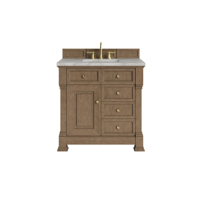 Brookfield 36" Single Vanity, Pecan w/ 3 CM Victorian Silver Silestone  Top