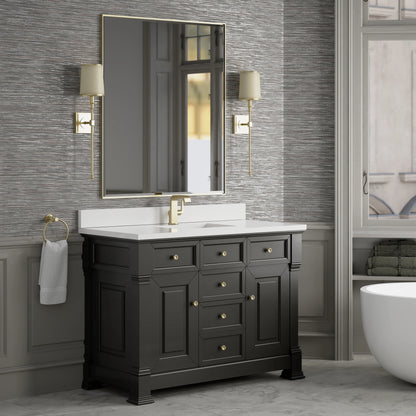 Brookfield 48" Single Vanity, Black Onyx w/ Single Hole 3 CM White Zeus Silestone Top & Backsplash, view 4