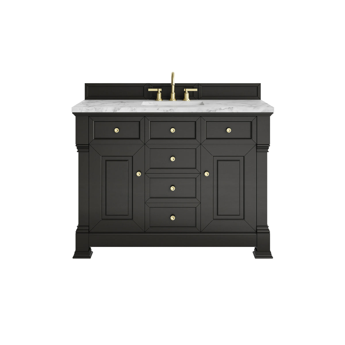 Brookfield 48" Single Vanity, Black Onyx w/3 CM Carrara White Marble Top