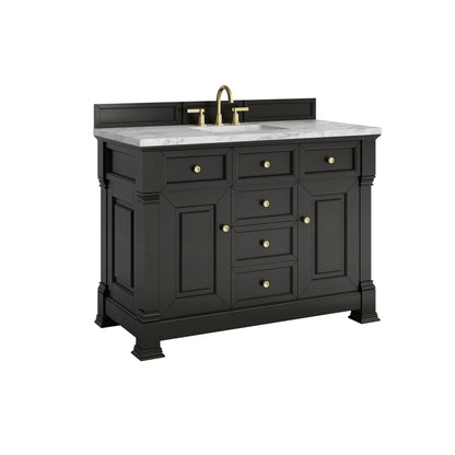 Brookfield 48" Single Vanity, Black Onyx w/3 CM Carrara White Marble Top, view 11