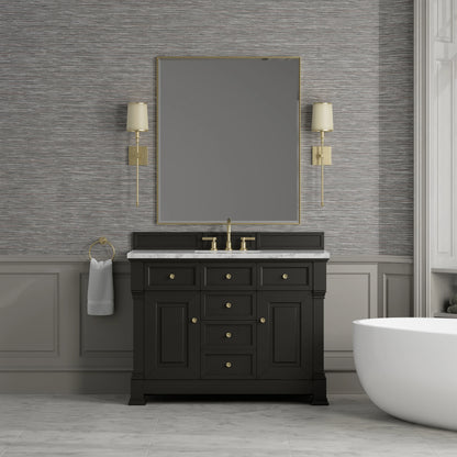 Brookfield 48" Single Vanity, Black Onyx w/3 CM Carrara White Marble Top, view 3
