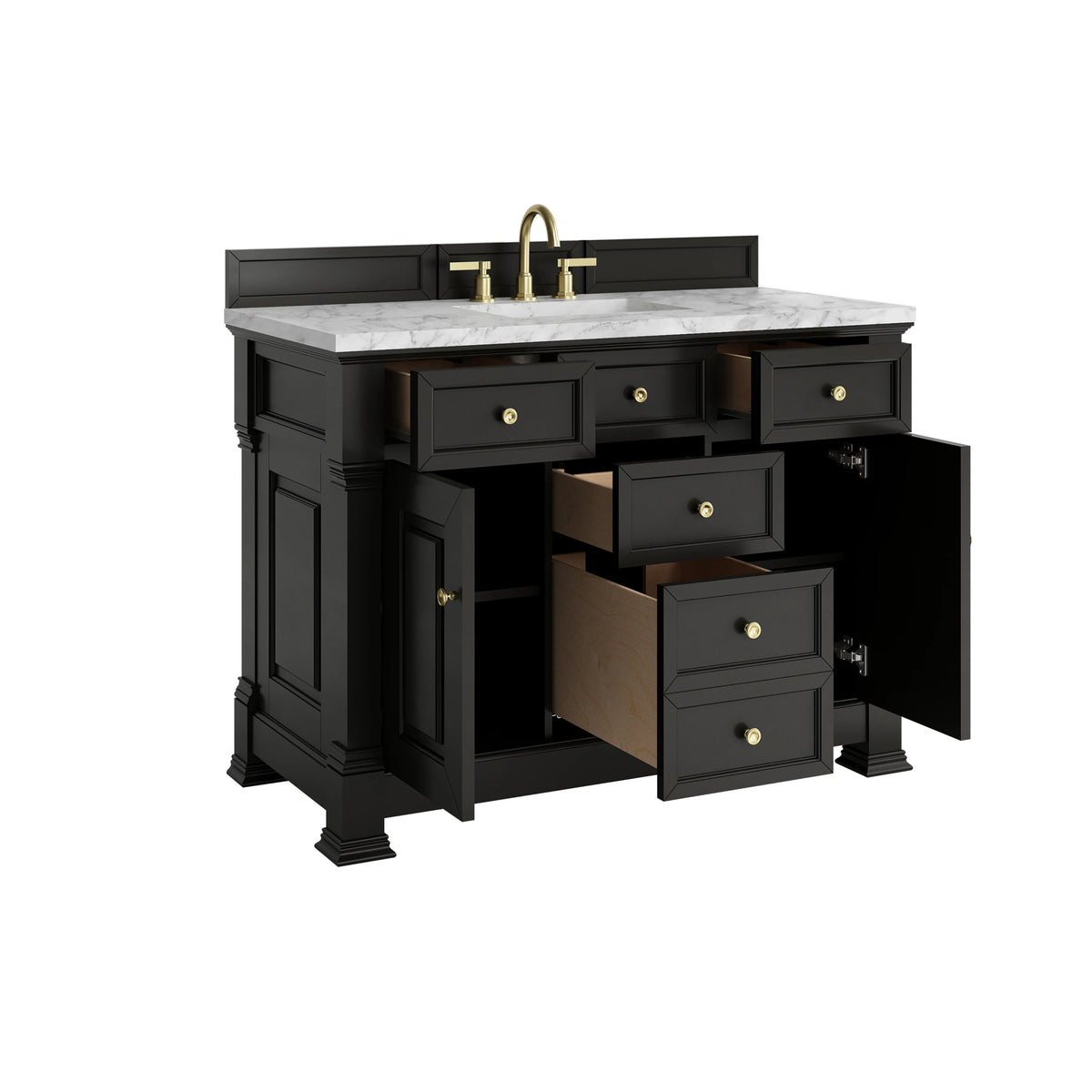 Brookfield 48" Single Vanity, Black Onyx w/3 CM Carrara White Marble Top, view 8