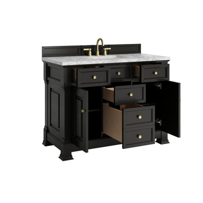 Brookfield 48" Single Vanity, Black Onyx w/3 CM Carrara White Marble Top, view 8