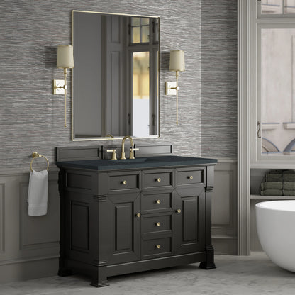 Brookfield 48" Single Vanity, Black Onyx w/3 CM Charcoal Soapstone Silestone Top, view 4
