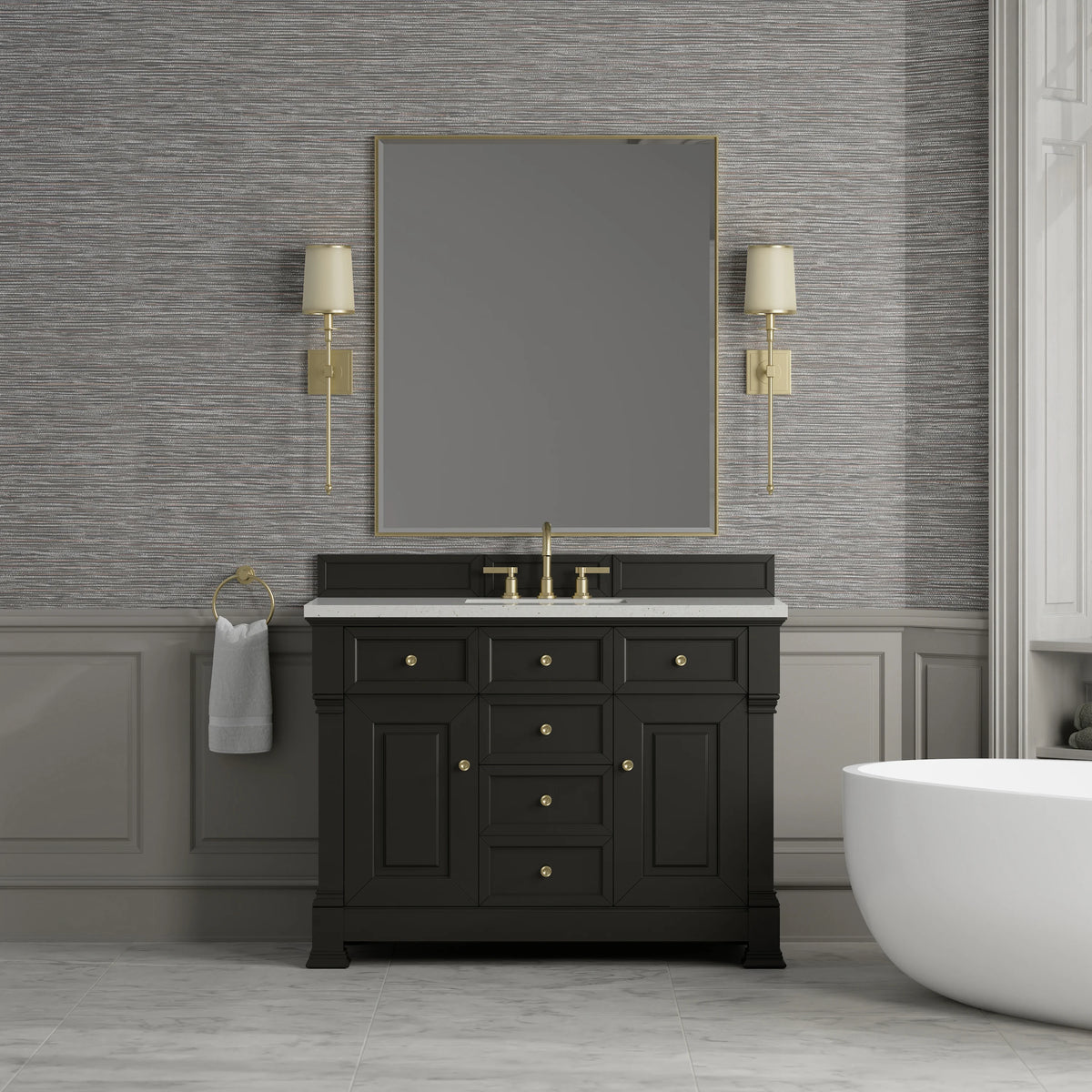 Brookfield 48" Single Vanity, Black Onyx w/ 3 CM Lime Delight Silestone Top, view 3