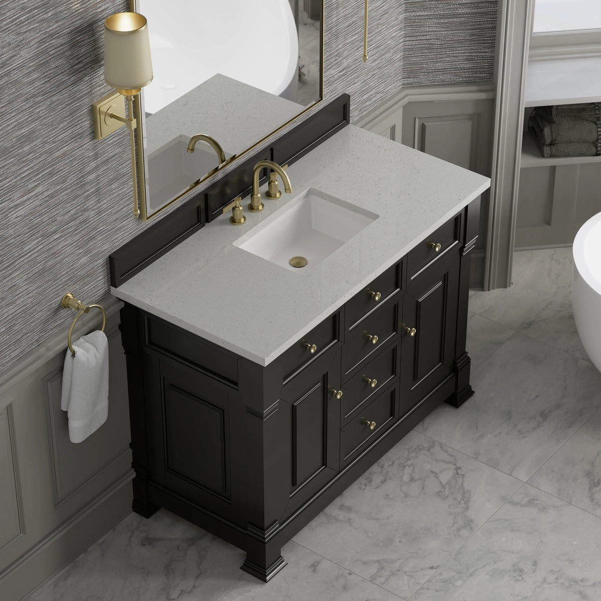 Brookfield 48" Single Vanity, Black Onyx w/ 3 CM Lime Delight Silestone Top, view 7