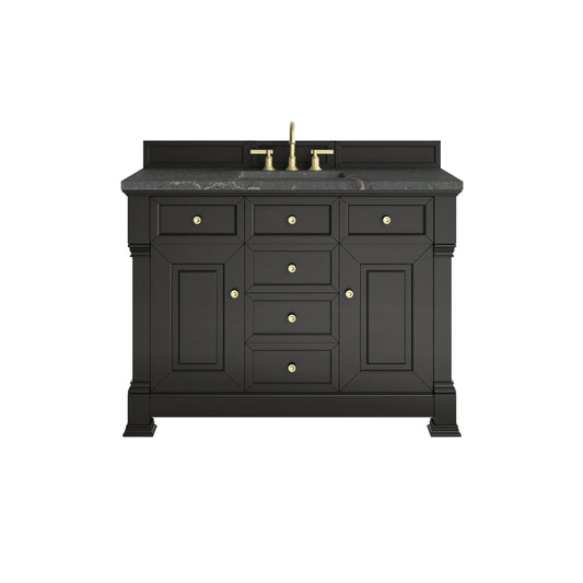 Brookfield 48" Single Vanity, Black Onyx w/ 3 CM Parisien Bleu Silestone Top