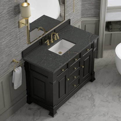 Brookfield 48" Single Vanity, Black Onyx w/ 3 CM Parisien Bleu Silestone Top, view 7
