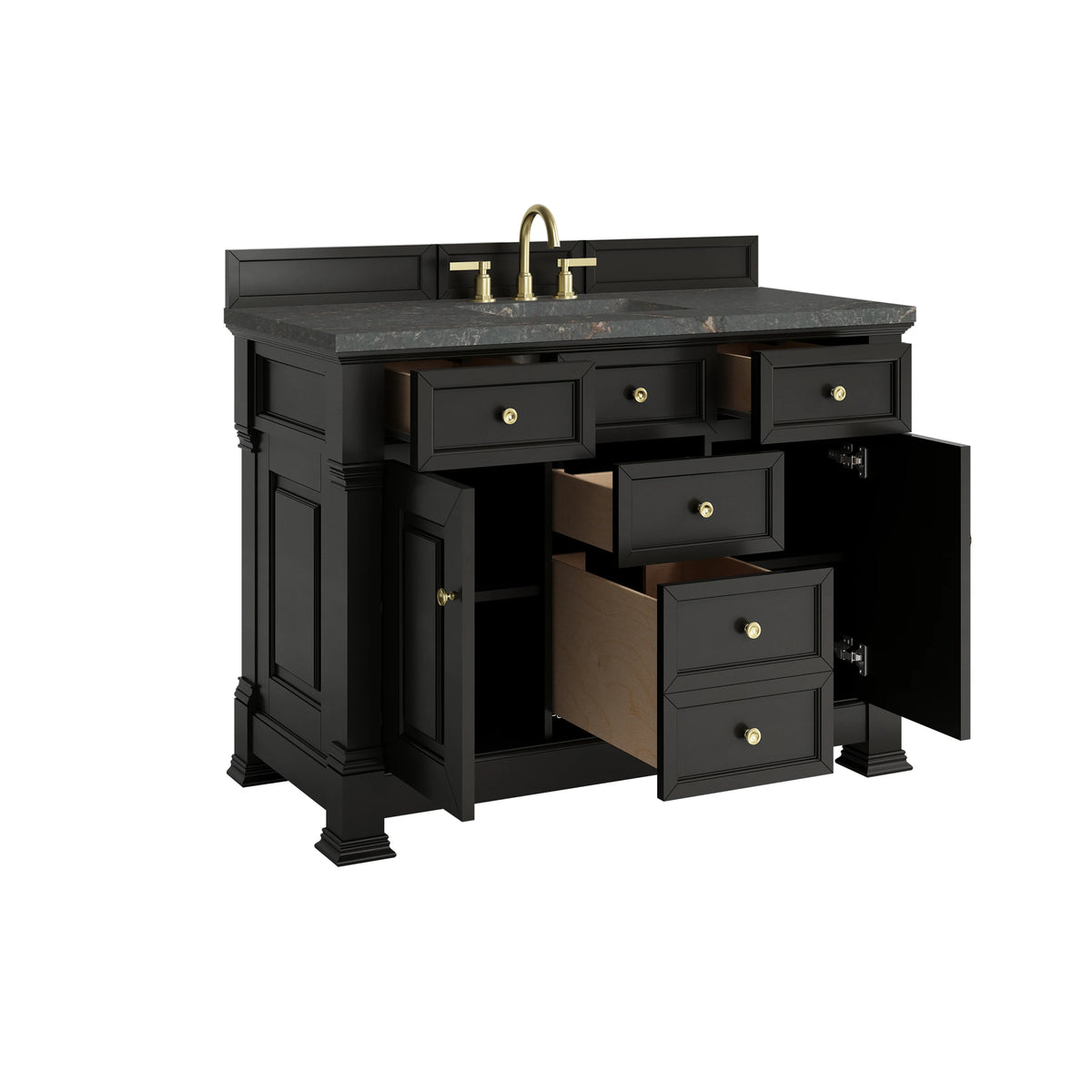 Brookfield 48" Single Vanity, Black Onyx w/ 3 CM Parisien Bleu Silestone Top, view 8