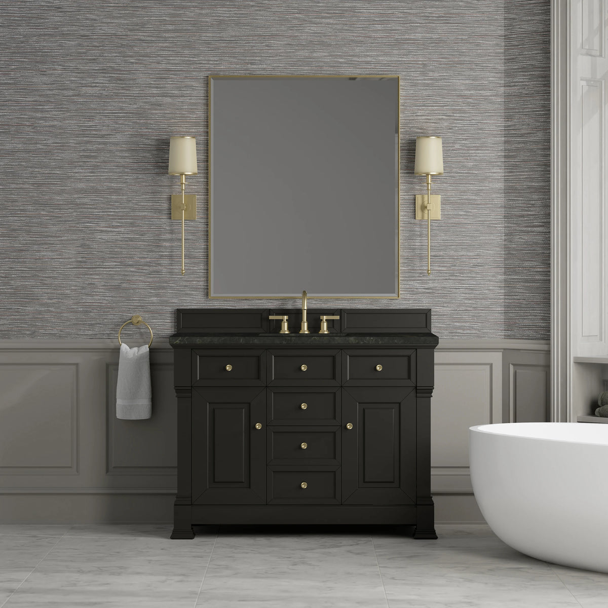 Brookfield 48" Single Vanity, Black Onyx, w/ 3 CM Phantome Eclos Top, view 3