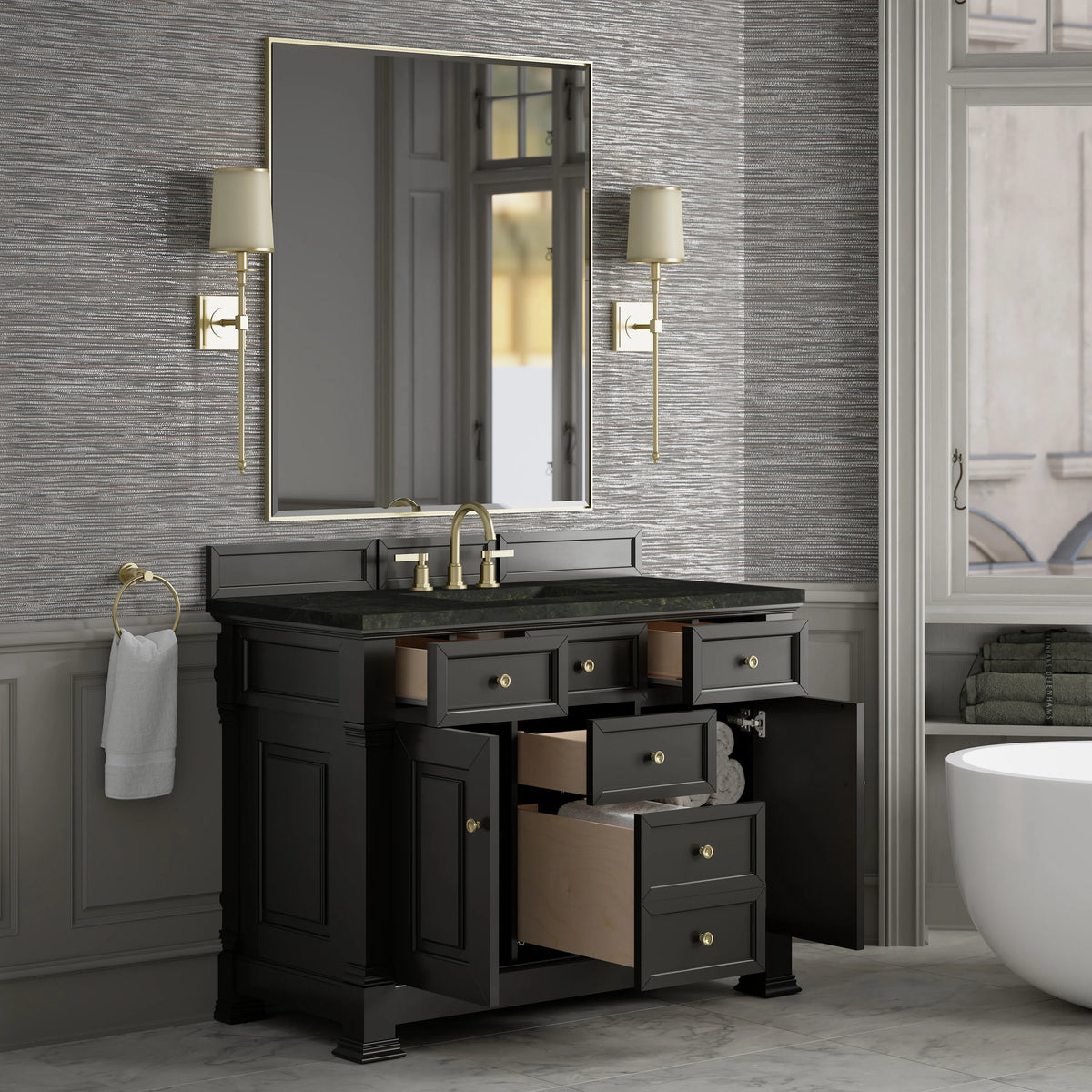 Brookfield 48" Single Vanity, Black Onyx, w/ 3 CM Phantome Eclos Top, view 5