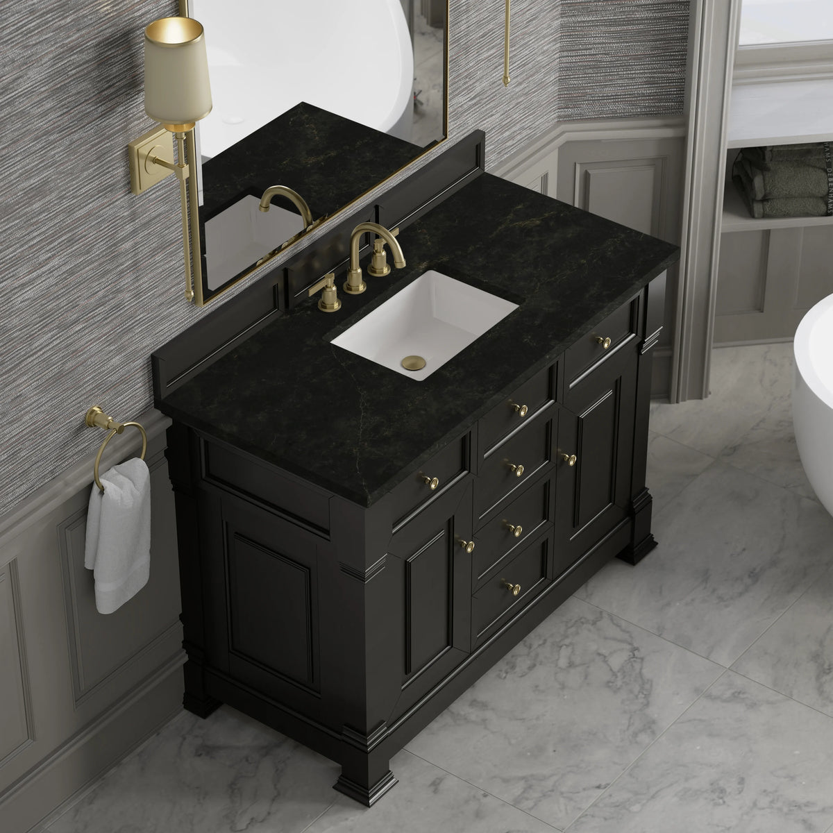 Brookfield 48" Single Vanity, Black Onyx, w/ 3 CM Phantome Eclos Top, view 7