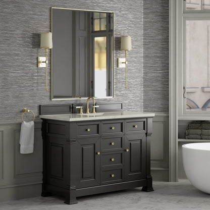Brookfield 48" Single Vanity, Black Onyx, w/ 3 CM Siberian Silestone Top, view 4