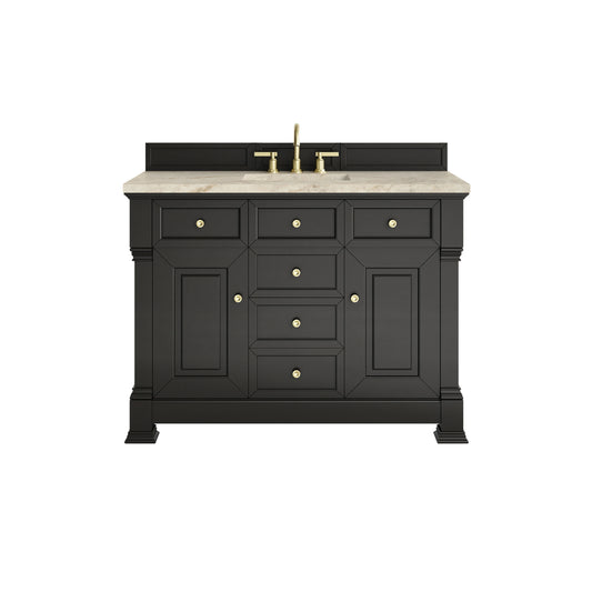Brookfield 48" Single Vanity, Black Onyx, w/ 3 CM Tajnar Eclos Top