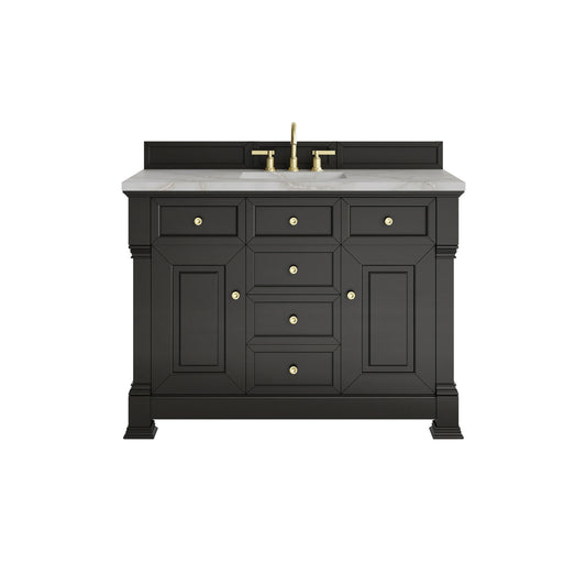 Brookfield 48" Single Vanity, Black Onyx w/ 3 CM Victorian Silver Silestone Top