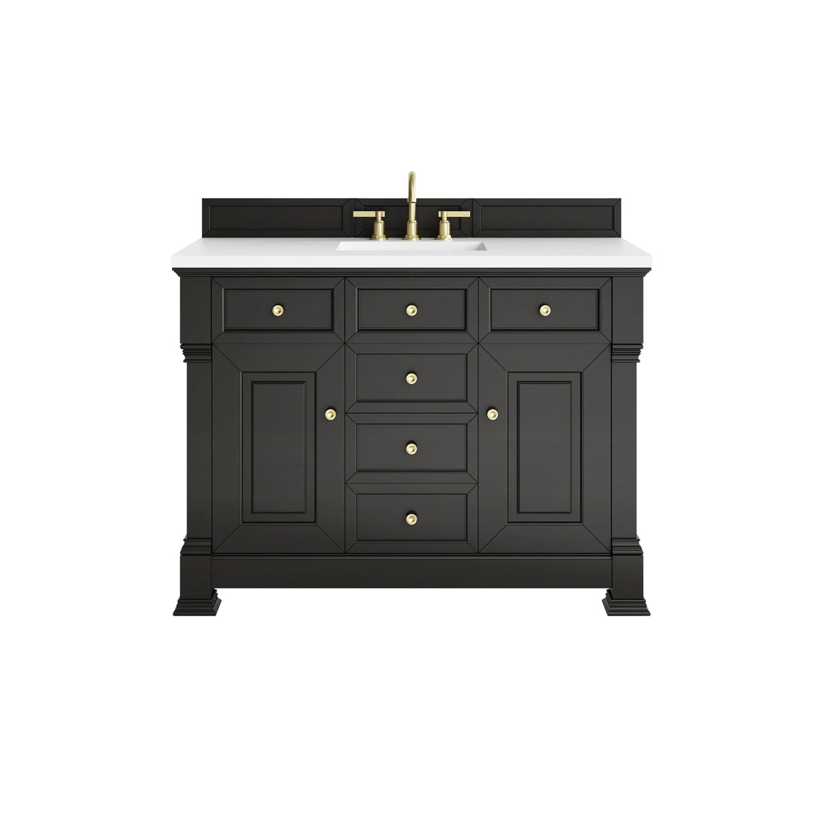 Brookfield 48" Single Vanity, Black Onyx,  w/ 3 CM White Zeus Silestone Top