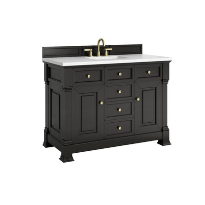 Brookfield 48" Single Vanity, Black Onyx,  w/ 3 CM White Zeus Silestone Top, view 10