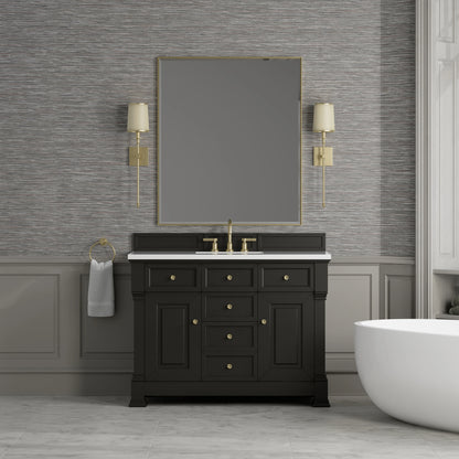 Brookfield 48" Single Vanity, Black Onyx,  w/ 3 CM White Zeus Silestone Top, view 3