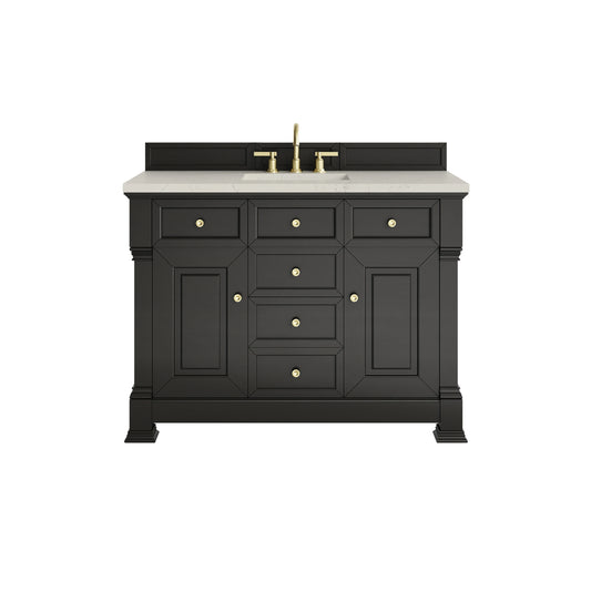 Brookfield 48" Single Vanity, Black Onyx, w/ 3 CM Siberian Silestone Top w/FreePower Wireless Charger
