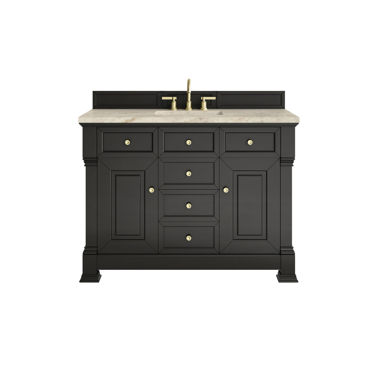 Brookfield 48" Single Vanity, Black Onyx, w/ 3 CM Tajnar Eclos Top w/FreePower Wireless Charger