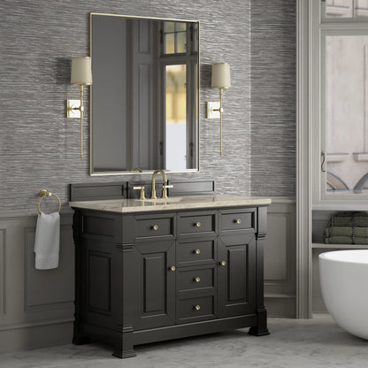Brookfield 48" Single Vanity, Black Onyx, w/ 3 CM Tajnar Eclos Top w/FreePower Wireless Charger, view 6