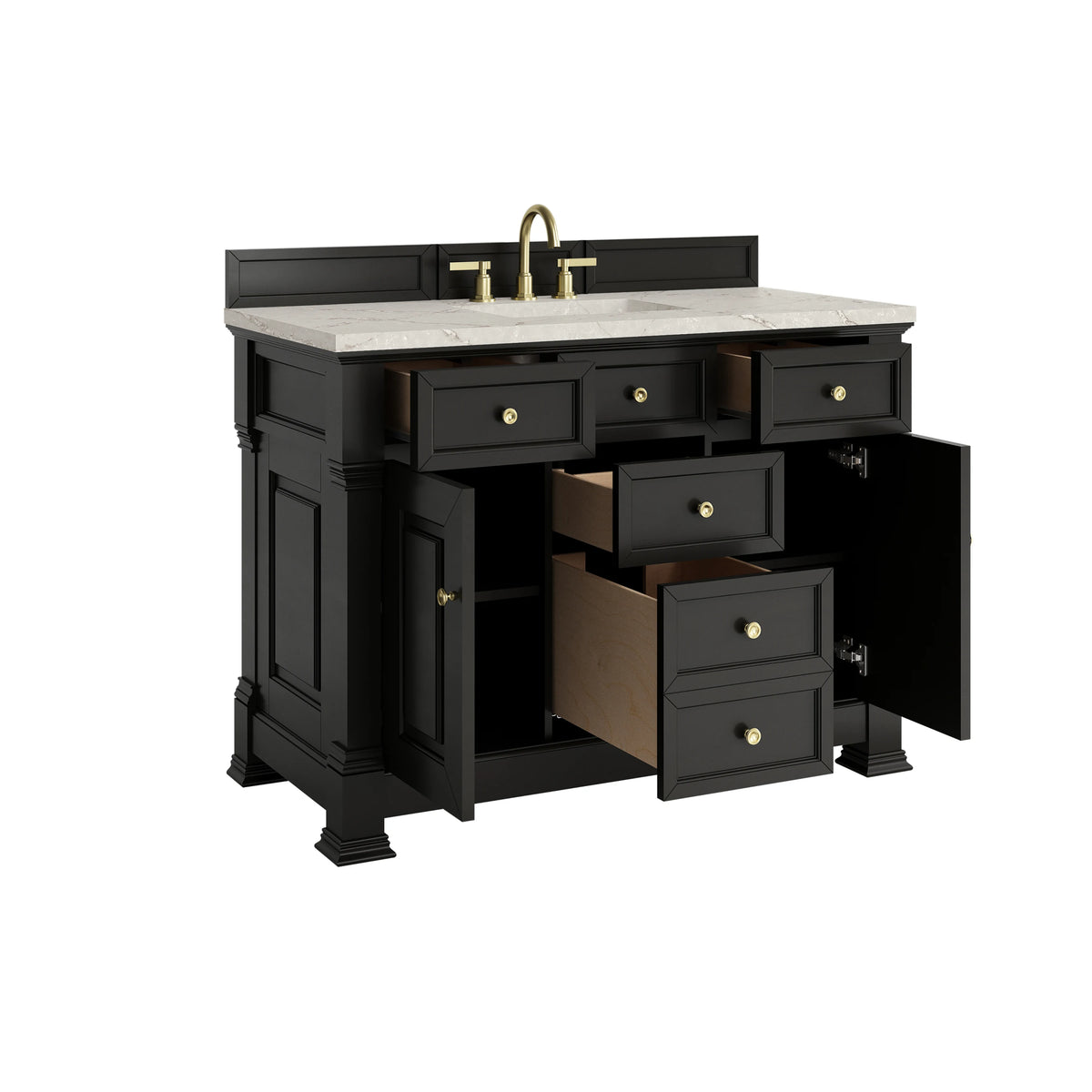Brookfield 48" Single Vanity, Black Onyx w/ 3 CM Victorian Silver Silestone Top w/ FreePower Wireless Charger, view 11
