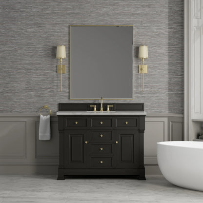 Brookfield 48" Single Vanity, Black Onyx w/ 3 CM Victorian Silver Silestone Top w/ FreePower Wireless Charger, view 6