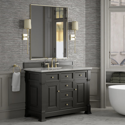Brookfield 48" Single Vanity, Black Onyx w/ 3 CM Victorian Silver Silestone Top w/ FreePower Wireless Charger, view 7
