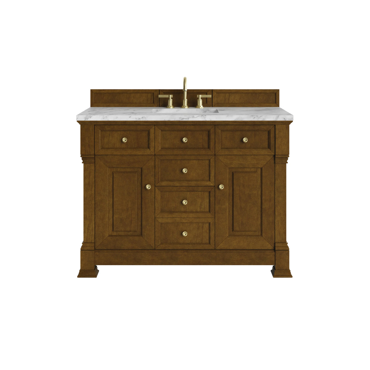 Brookfield 48" Single Vanity, Honey Oak w/3 CM Carrara White Marble Top
