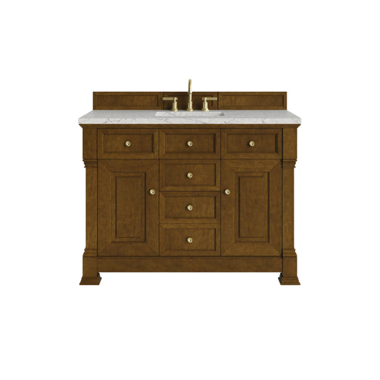 Brookfield 48" Single Vanity, Honey Oak w/ 3 CM Eternal Jasmine Pearl Silestone Top