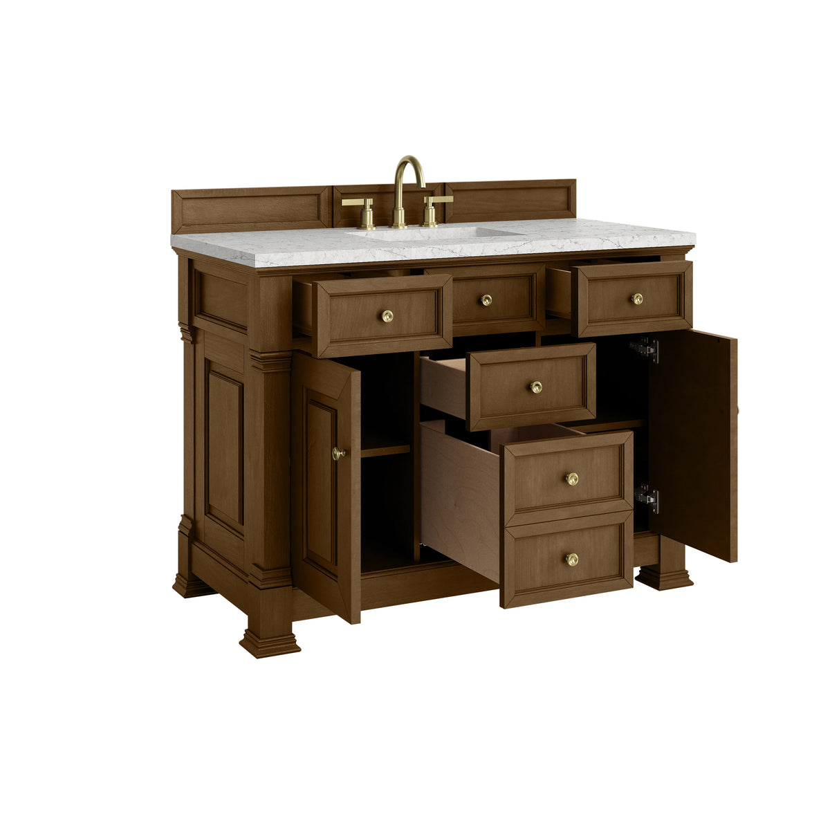 Brookfield 48" Single Vanity, Honey Oak w/ 3 CM Eternal Jasmine Pearl Silestone Top, view 8