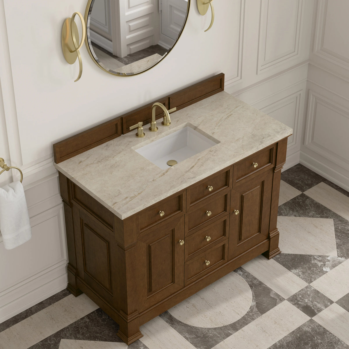 Brookfield 48" Single Vanity, Honey Oak, w/ 3 CM Tajnar Eclos Top, view 7