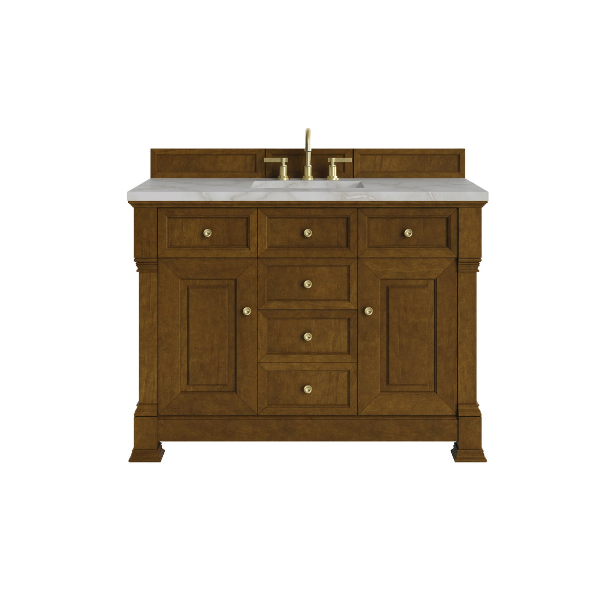 Brookfield 48" Single Vanity, Honey Oak w/ 3 CM Victorian Silver Silestone Top