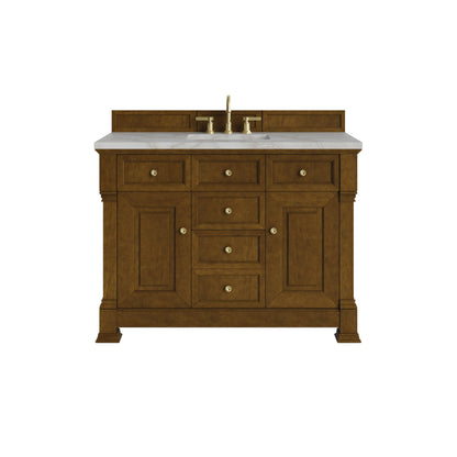 Brookfield 48" Single Vanity, Honey Oak w/ 3 CM Victorian Silver Silestone Top