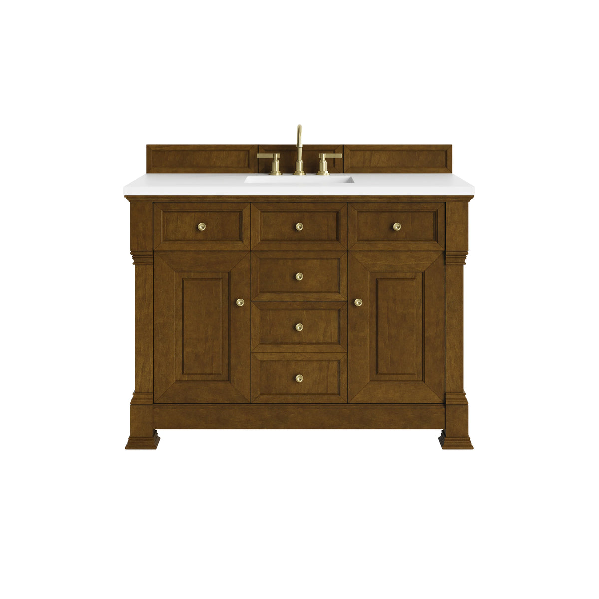 Brookfield 48" Single Vanity, Honey Oak,  w/ 3 CM White Zeus Silestone Top