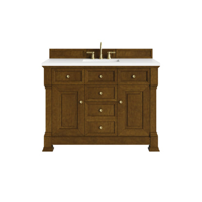 Brookfield 48" Single Vanity, Honey Oak,  w/ 3 CM White Zeus Silestone Top