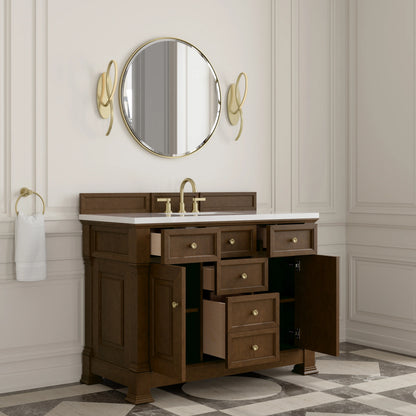 Brookfield 48" Single Vanity, Honey Oak,  w/ 3 CM White Zeus Silestone Top, view 5