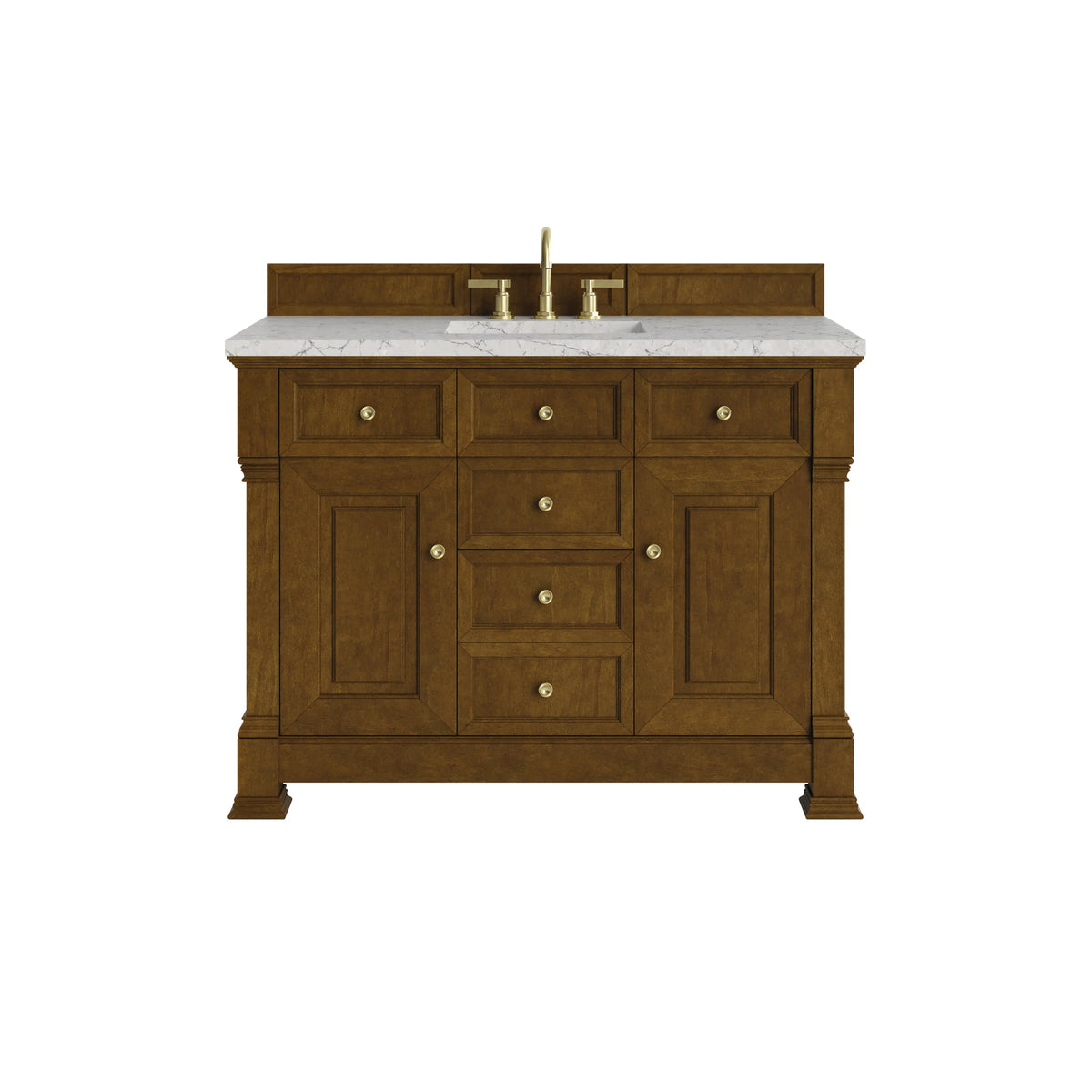 Brookfield 48" Single Vanity, Honey Oak w/ 3 CM Eternal Jasmine Pearl Silestone Top w/ FreePower Wireless Charger